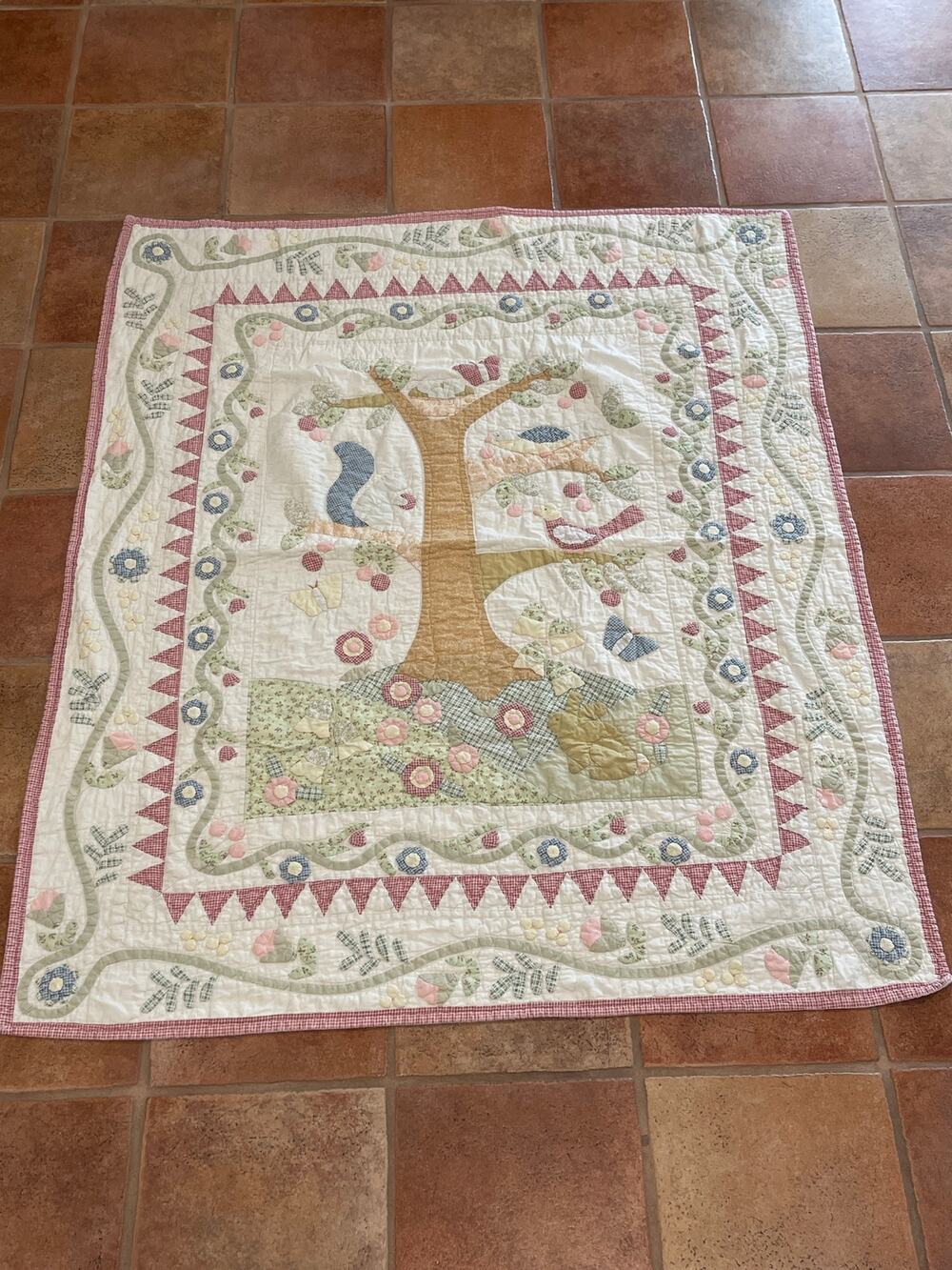 Vintage Pottery Barn Kids tree applique nursery baby quilt